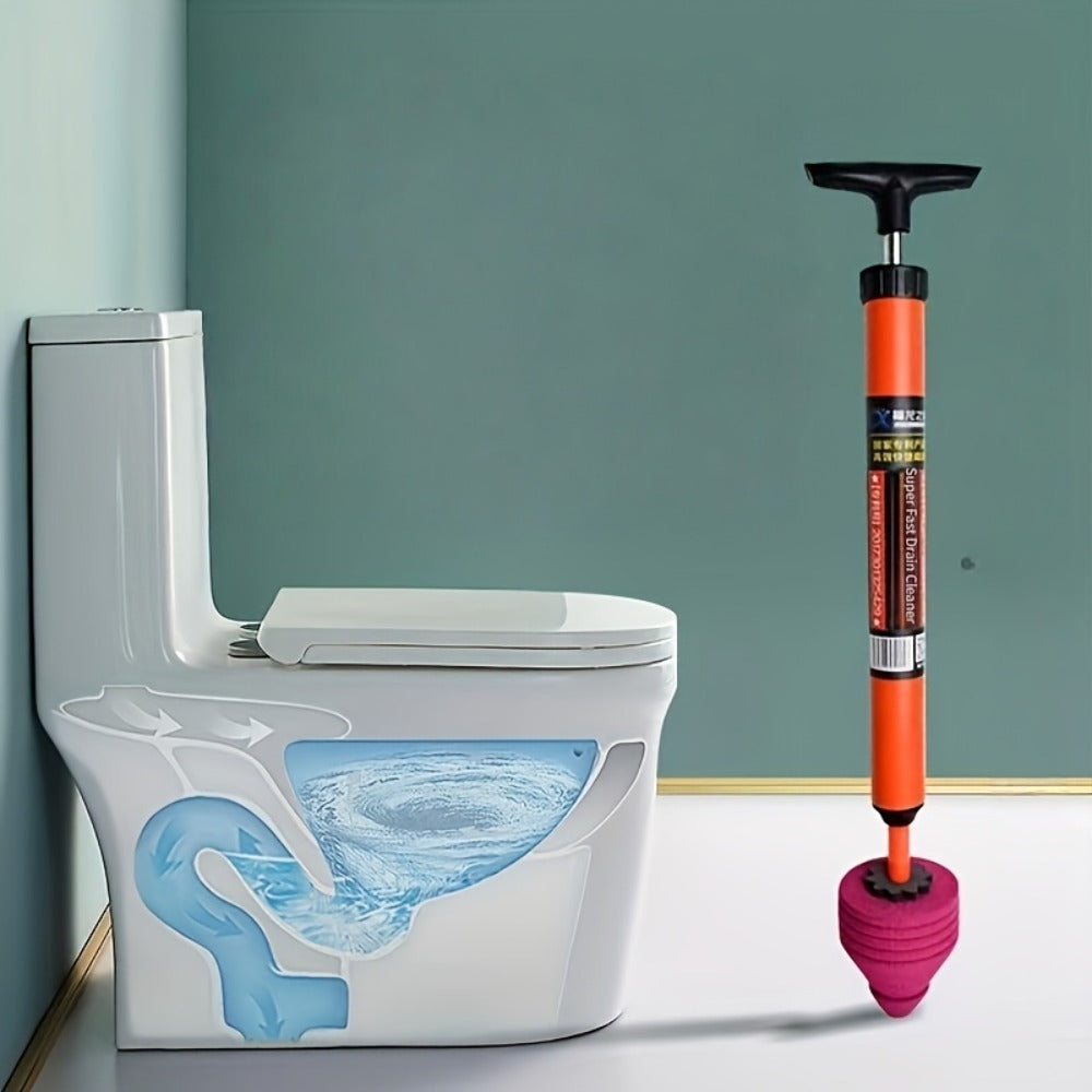 Toilet Plunger Air Pressure Drain Cleaner – Pipe Unclogger with Handle, Suction Cup Clog Remover for Toilet Sink Shower Bathtub