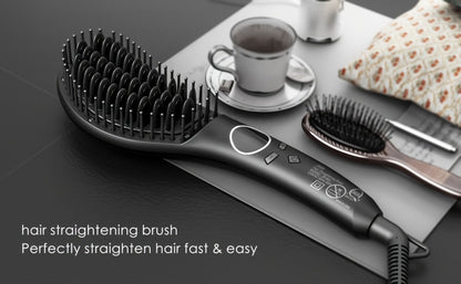 Ceramic Hair Straightener Brush 30 Sec Fast Heat Anti-Scald Straightening Comb Soft Touch, for Home, Travel and Salon Hair Styling