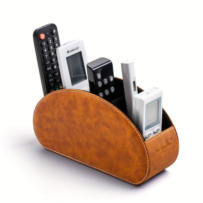 Five-Compartment PU Leather Remote Control and Desk Organizer Caddy with Nine Color and Print Options