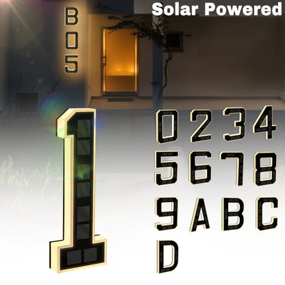 Solar House Number 9-Inch Backlit LED Address Sign with Light Sensor and Number or Letter Options for Garden and Courtyard