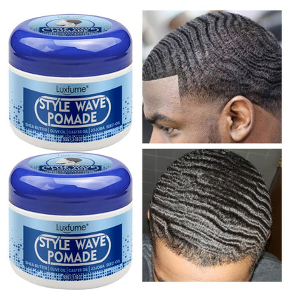 Wave Pomade Strong Hold & Edge Control 3.18oz 2-Pack – Luxfume Non-Greasy Hair Styling Cream with Natural Botanical Extracts, 360 Waves