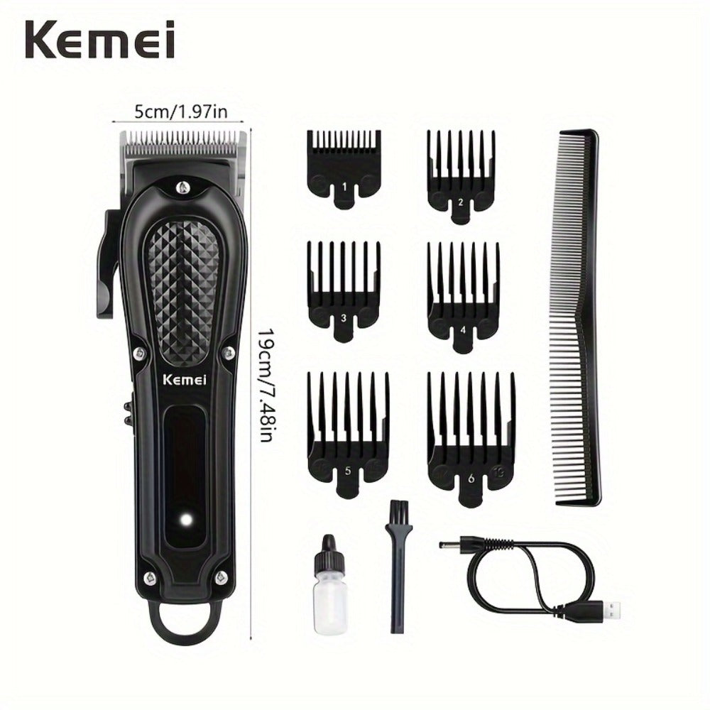 Professional Cordless Hair Cutting Shears, Kemei KM-1071 USB Rechargeable Electric Hair Scissors for Barbers