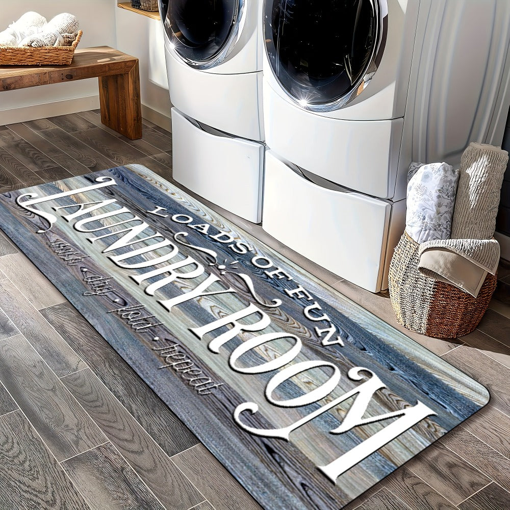 Farmhouse Laundry Room Runner Rug – Retro Kitchen & Bathroom Mat, Anti-Slip Floor Runner for Laundry Room