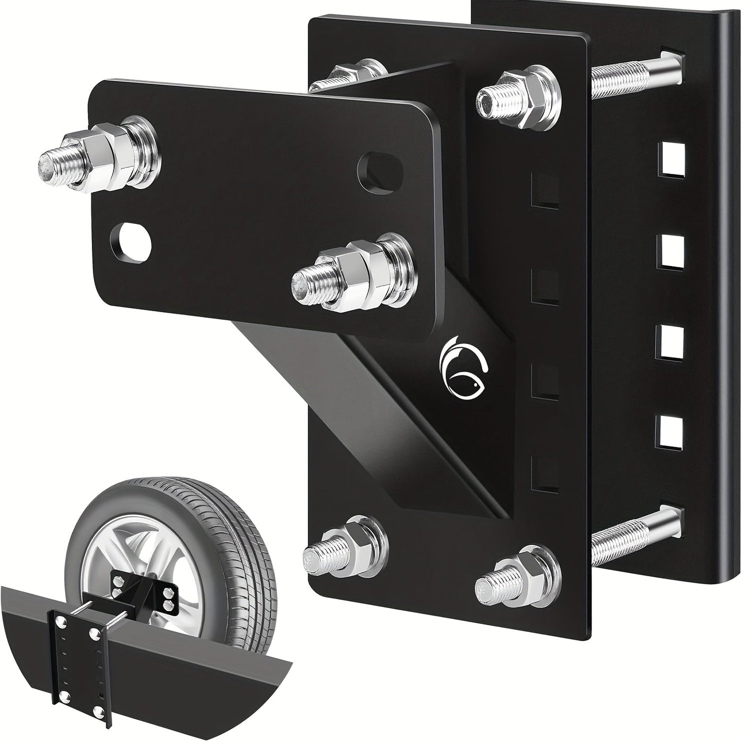 Spare Tire Carrier Bracket for Boat Trailer – Heavy-Duty Lock Frame, Fits 4 5 6 Lug Wheels, 4.5•5.5 Inch Bolt Patterns