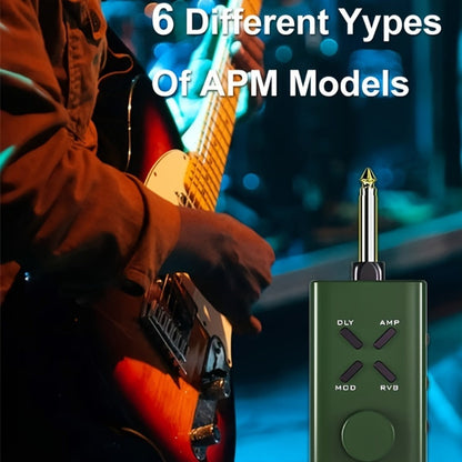 JUSTPRO Pocket Guitar Headphone Amp with 6 Amp Modules and 24 Guitar Effects for Bedside Audio, Alarms and Room Entertainment