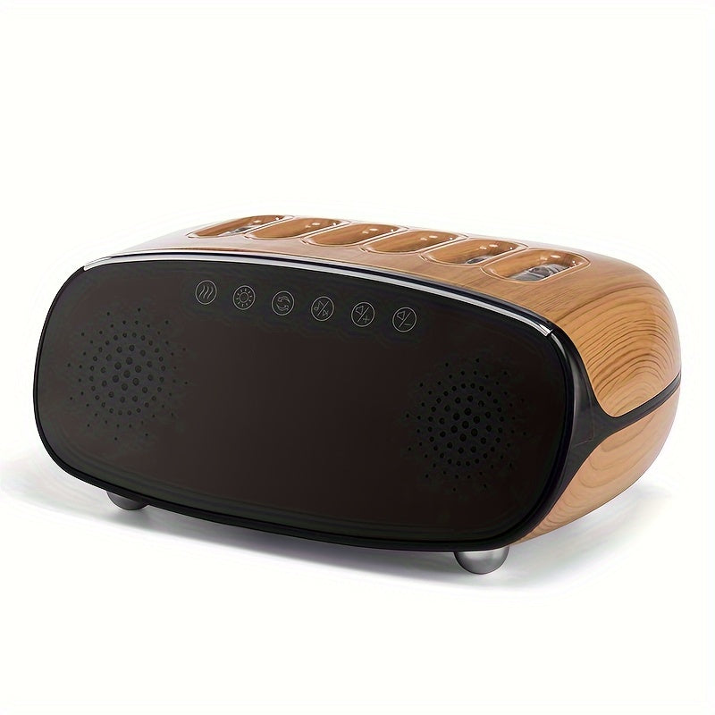 Humidifier with Bluetooth Speaker, LED Alarm Clock, Remote Control and Wood-Grain Desktop Body