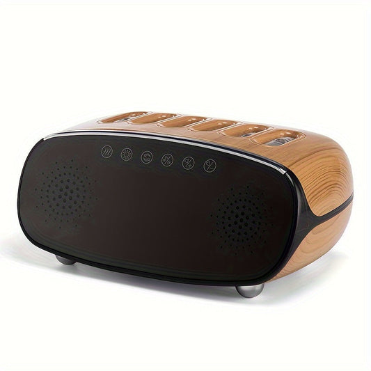 Humidifier with Bluetooth Speaker, LED Alarm Clock, Remote Control and Wood-Grain Desktop Body