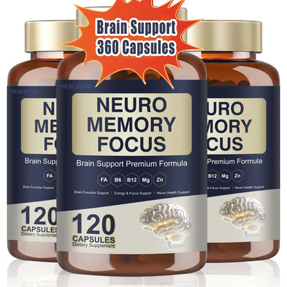 Memory Focus Brain Supplement 120 Capsules, Advanced Nootropic Formula with Ginkgo Biloba, Bacopa Monnieri