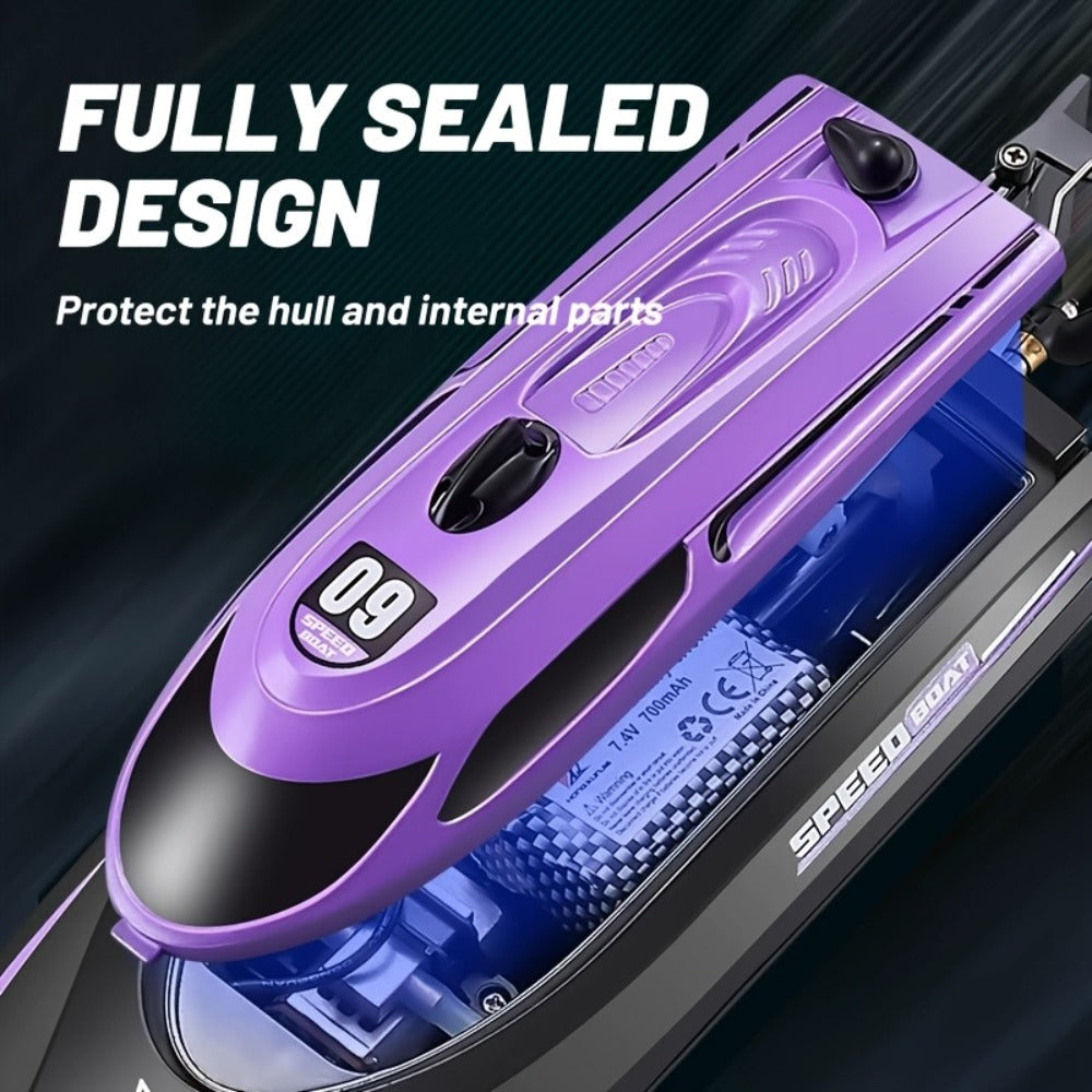 Remote Control Speedboat 25KM/H with Auto Flip Reset Night Light & Low with the Listed Color, Size or Set Options for Everyday Use