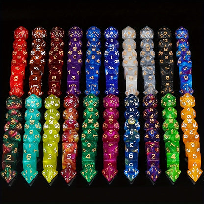 DND Polyhedral Dice Set 141pcs – 20 Complete 7-Die Sets for D&D RPG Tabletop Games, Includes Velvet Bag, Acrylic Multi-Color Dice