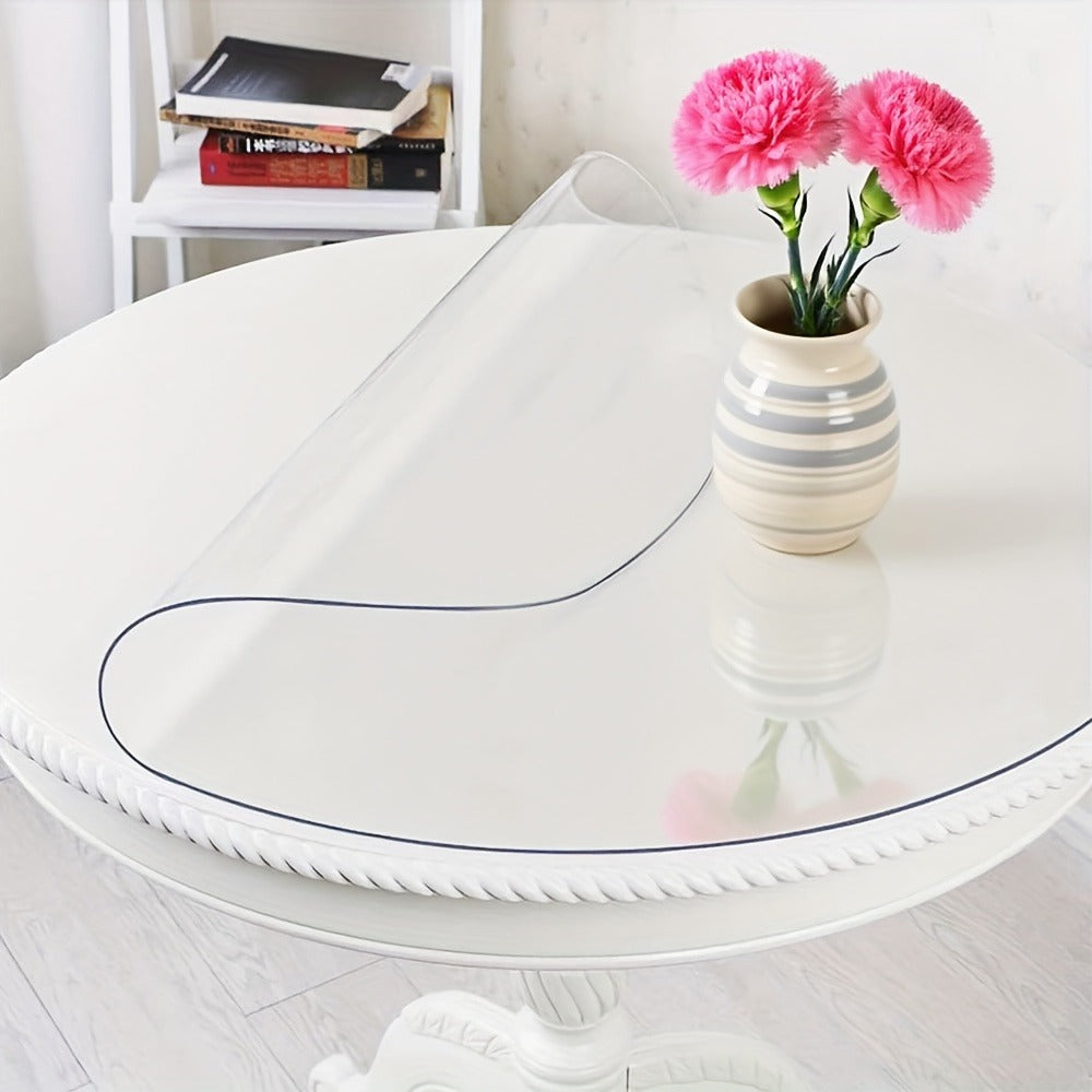 Round PVC Table Cover Clear Tablecloth 2MM Thick Scratch-Resistant Waterproof Table Protector for Dining Table Coffee Table Restaurant