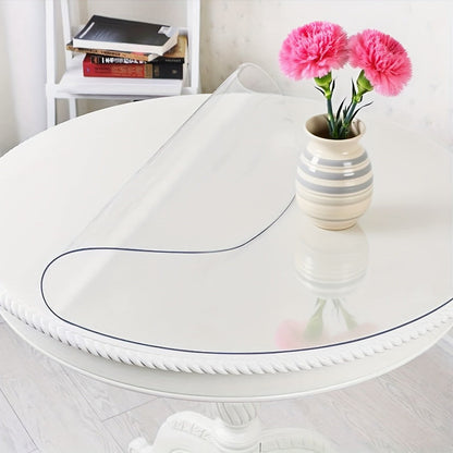 Round PVC Table Cover Clear Tablecloth 2MM Thick Scratch-Resistant Waterproof Table Protector for Dining Table Coffee Table Restaurant