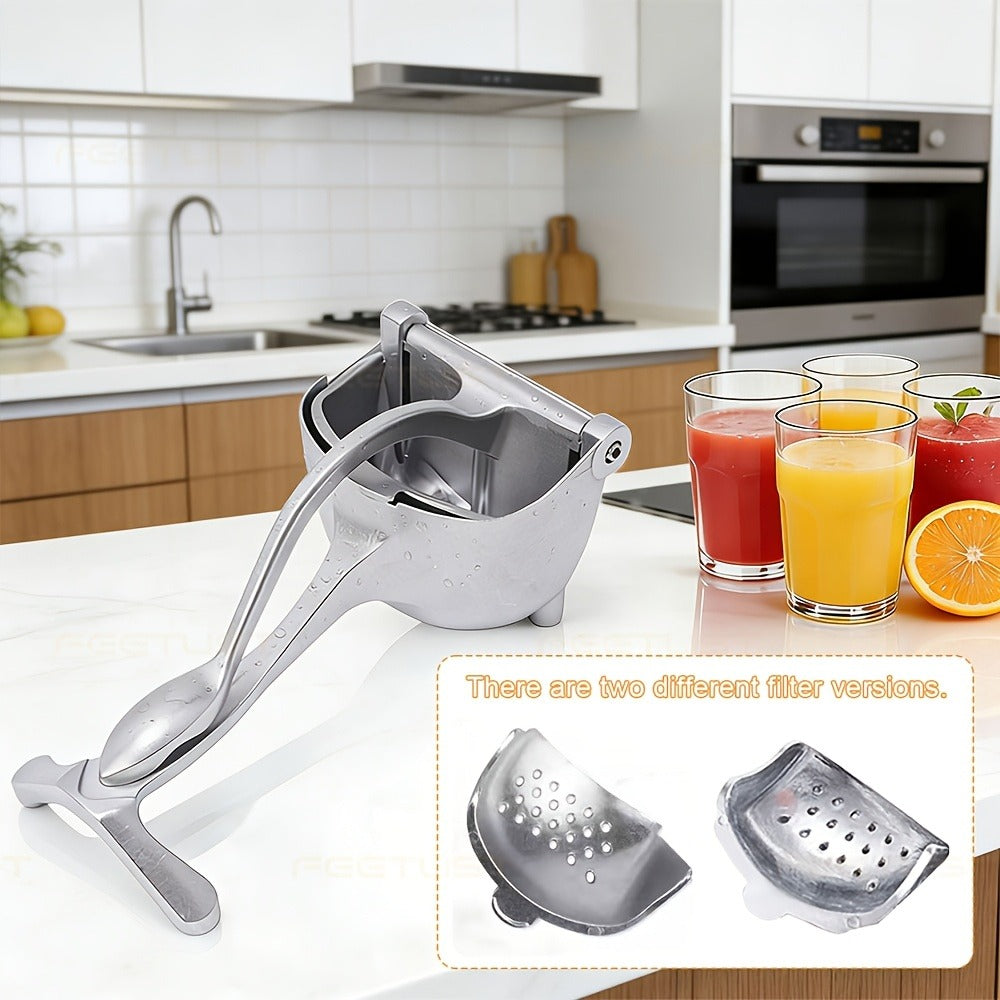 Manual Citrus Juicer, Aluminum Lemon Squeezer with Lever Press, Removable Filter, Easy Squeeze Extractor for Lemon