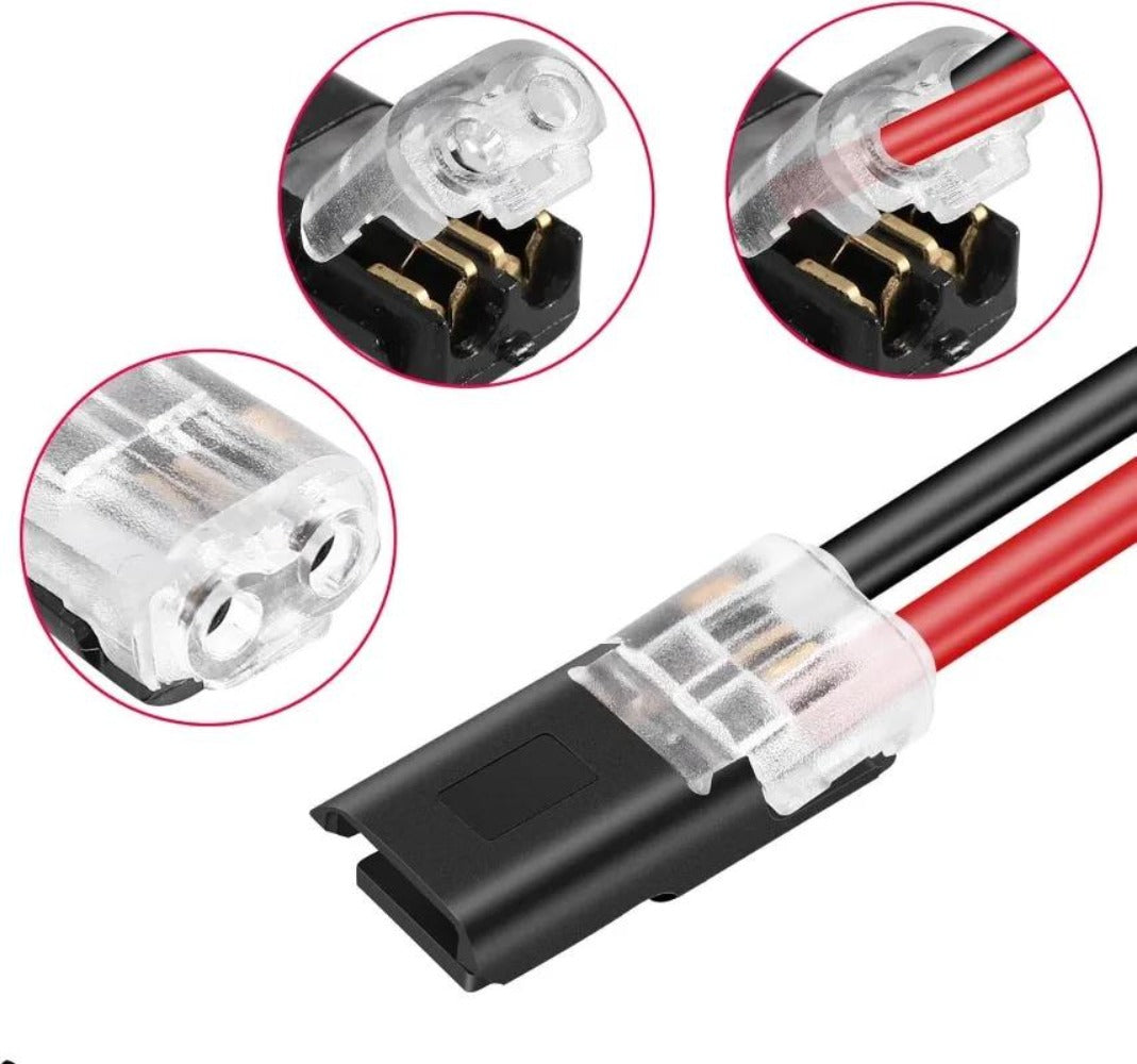 152Pcs LED Wire Connectors 2-Pin Quick-Connect Latches, Low-Voltage Plug-and-Play Cable Connectors Up to 36V
