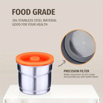 Reusable Coffee Filter Capsule for Illy Y3.2 & X7.1 Machines, Stainless Steel Refillable Coffee Pod Cup with Tamper