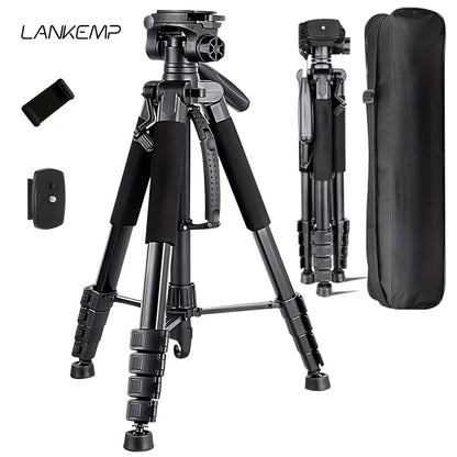 Camera Tripod 74 Inch Aluminum Alloy with Dual Quick Release Plate, Phone Clip & Carrying Bag, Professional Stand for DSLR