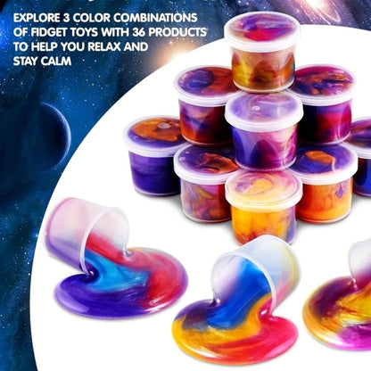 Galaxy Slime Party Favors for Kids 36 Pack Bulk Slime Cups Stretchy Non-Sticky Classroom for Parties, Celebrations and Guest Favors