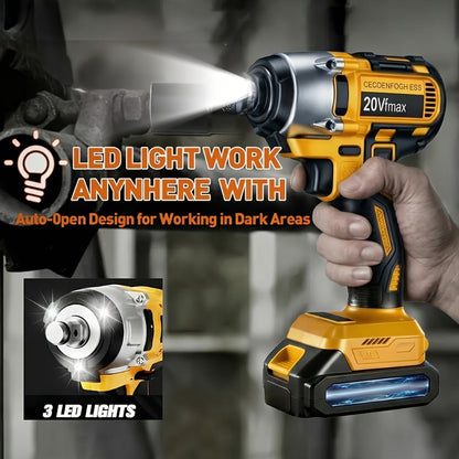 Cordless Impact Wrench 1/2 Inch Brushless, 450N.m 259Ft-lbs High Torque Impact Gun, 3300RPM Variable Speed