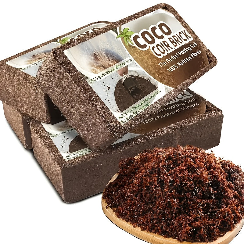 Coco Coir Bricks Natural Coconut Fiber Planting Soil | Compressed Coir Block Expands 6x for Hydroponics Potting Mix Garden Beds | 200g 400g