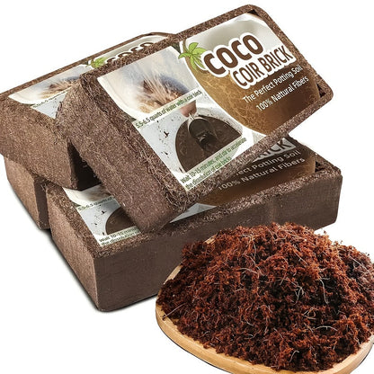 Coco Coir Bricks Natural Coconut Fiber Planting Soil | Compressed Coir Block Expands 6x for Hydroponics Potting Mix Garden Beds | 200g 400g