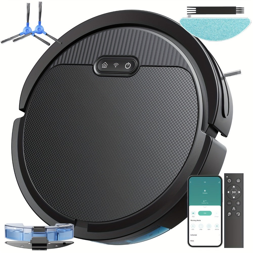 Robot Vacuum Cleaner Mop Combo 5000Pa Max Suction 2-in-1 with App & Voice Control - Scheduled Cleaning