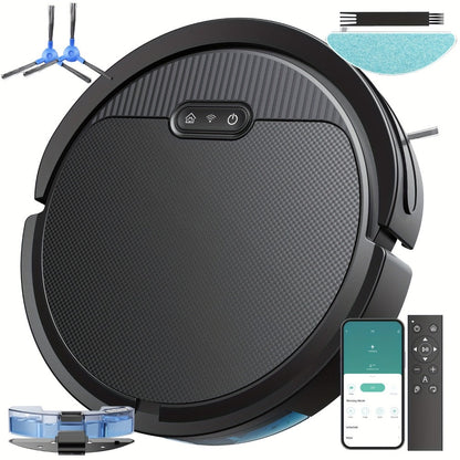 Robot Vacuum Cleaner Mop Combo 5000Pa Max Suction 2-in-1 with App & Voice Control - Scheduled Cleaning