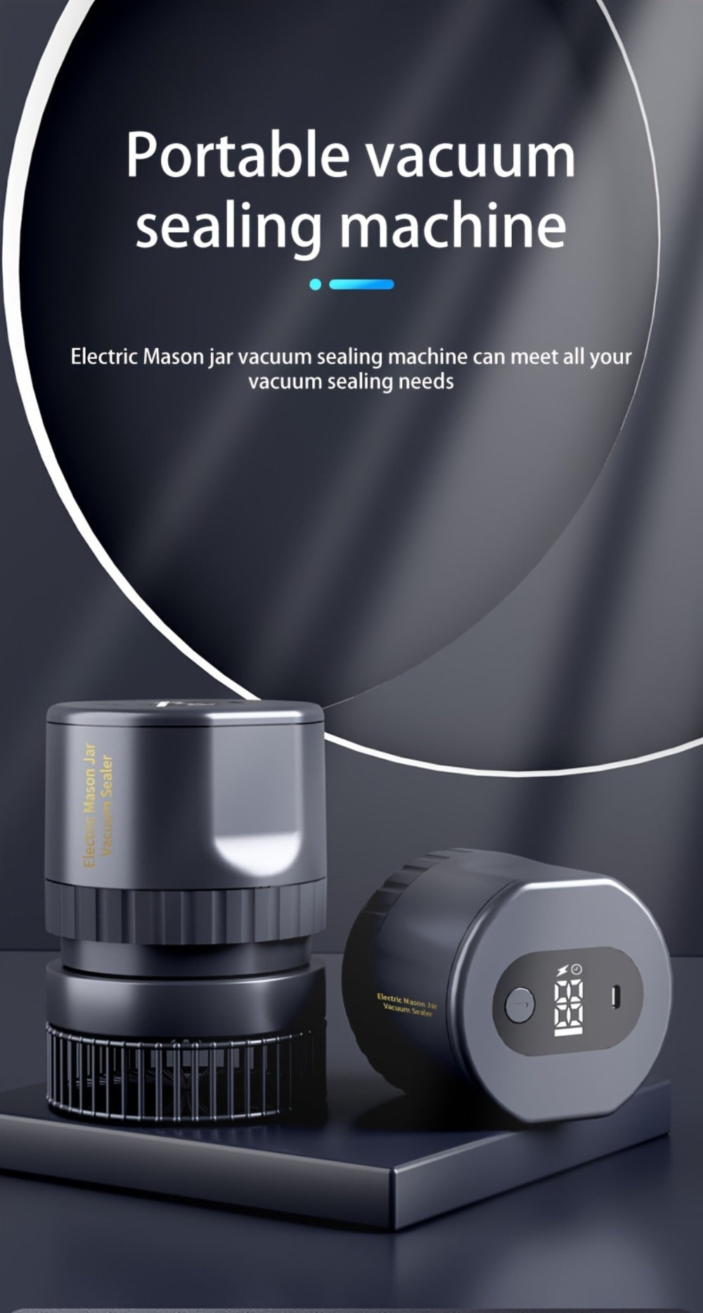 Electric Mason Jar Sealer One-Touch Vacuum Seal - 2025 New Model Jar Sealer Kit with Wide Mouth & Regular Mouth Lids