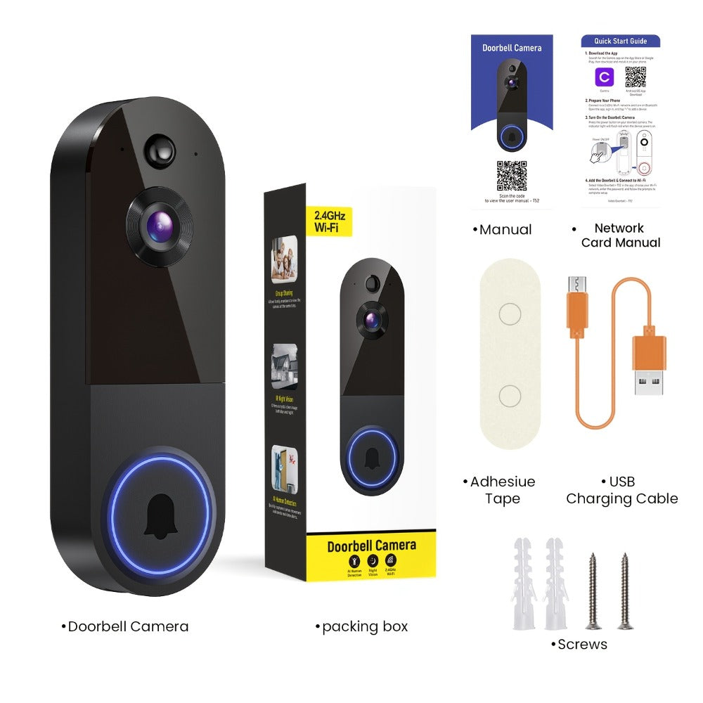 1440P Wireless Video Doorbell Camera WiFi Smart Doorbell with Night Vision Two-Way Audio Motion Detection Rechargeable Battery Local Storage
