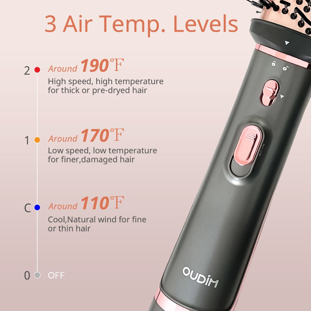 Negative Ion Hair Dryer Brush 4-in-1 Hot Air Styler, Curl, Straighten, Scalp Massage & Blow Dry, Adjustable Heat & Wind Speed