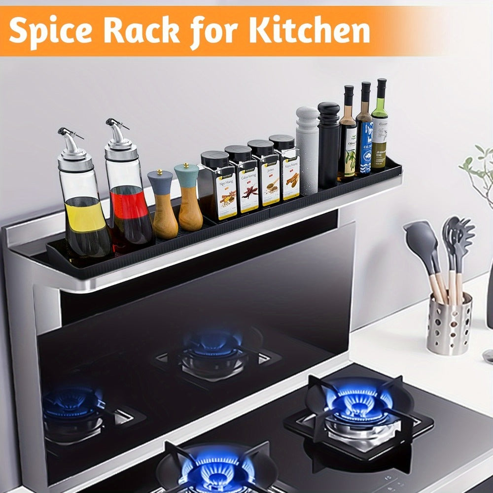 Silicone Stove Organizer Rack with Suction Cups, Heat-Resistant, Spice Holder for Kitchen Countertop