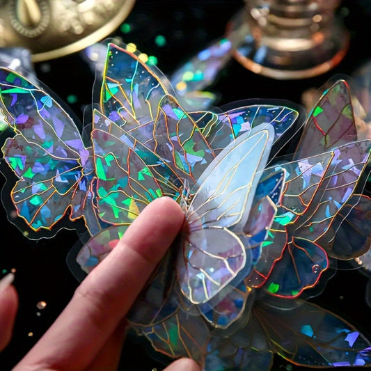3D Butterfly Stickers 120pcs Holographic Glitter Resin Clear Aesthetic Decal Pack for an Everyday Personal Care Routine