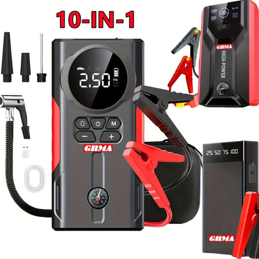 Portable Car Jump Starter 12V – Peak Power Battery Booster Pack for 8.0L Gas & Diesel Engines, USB Charging & LED Emergency Light