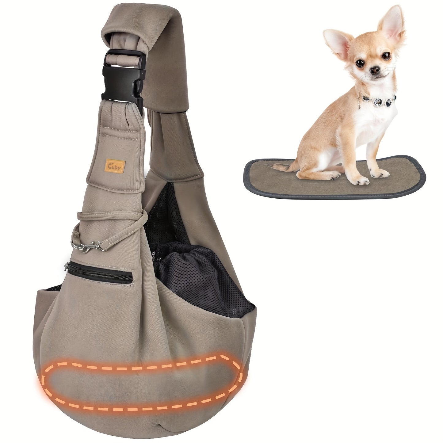 Padded Hard Bottom Pet Sling Shoulder Carrier | Adjustable Soft Dog Cat Puppy Carrying Bag, Comfortable Hands-Free Travel Shoulder Tote