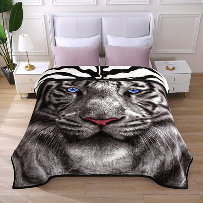 Reversible Plush Blanket 2-Ply 520GSM Milk Velvet - Queen King Size Blanket with Vibrant Animal & Floral Designs