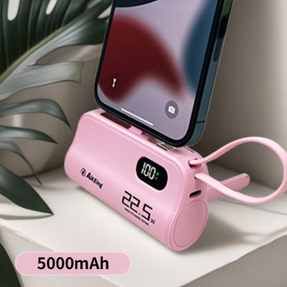 5000mAh Capsule-Style Power Bank with 22.5W Marking, Hidden Stand, Digital Display and USB Cable