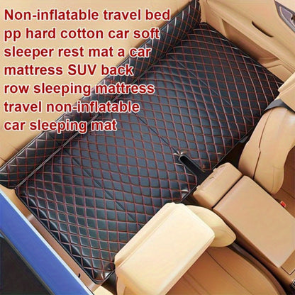 Car Mattress Foldable Back Seat Sleeping Pad Thickened Faux Leather Non-Inflatable Universal Sedan Bed for Travel Camping Afternoon Nap Road