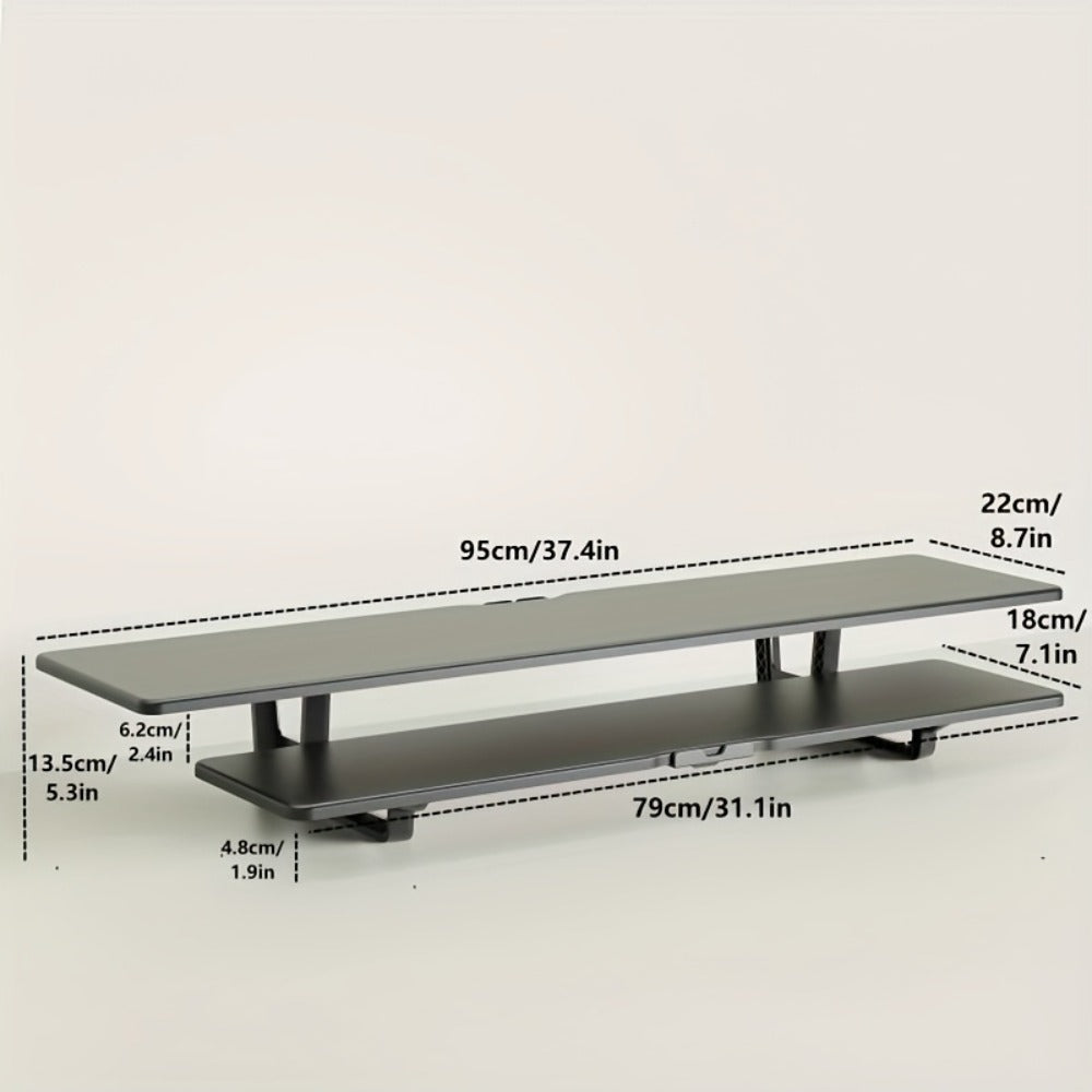Dual Monitor Stand Riser with Storage E-Sports Style, Adjustable Height Desk Organizer with Cable Management