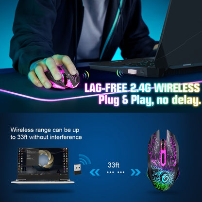 RGB Wireless Gaming Mouse Rechargeable Silent Click Colorful LED Lights 2.4G USB Nano Receiver for an Everyday Personal Care Routine