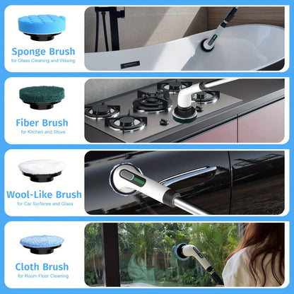 Electric Spin Scrubber with 7 Brush Heads & Adjustable Handle, Dual-Speed Cordless Power Scrubber for Bathroom