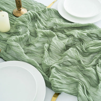 Ten-Piece Cheesecloth Table Runner Set, 19.6 x 120 Inches Each in Five Colors for Dining and Events