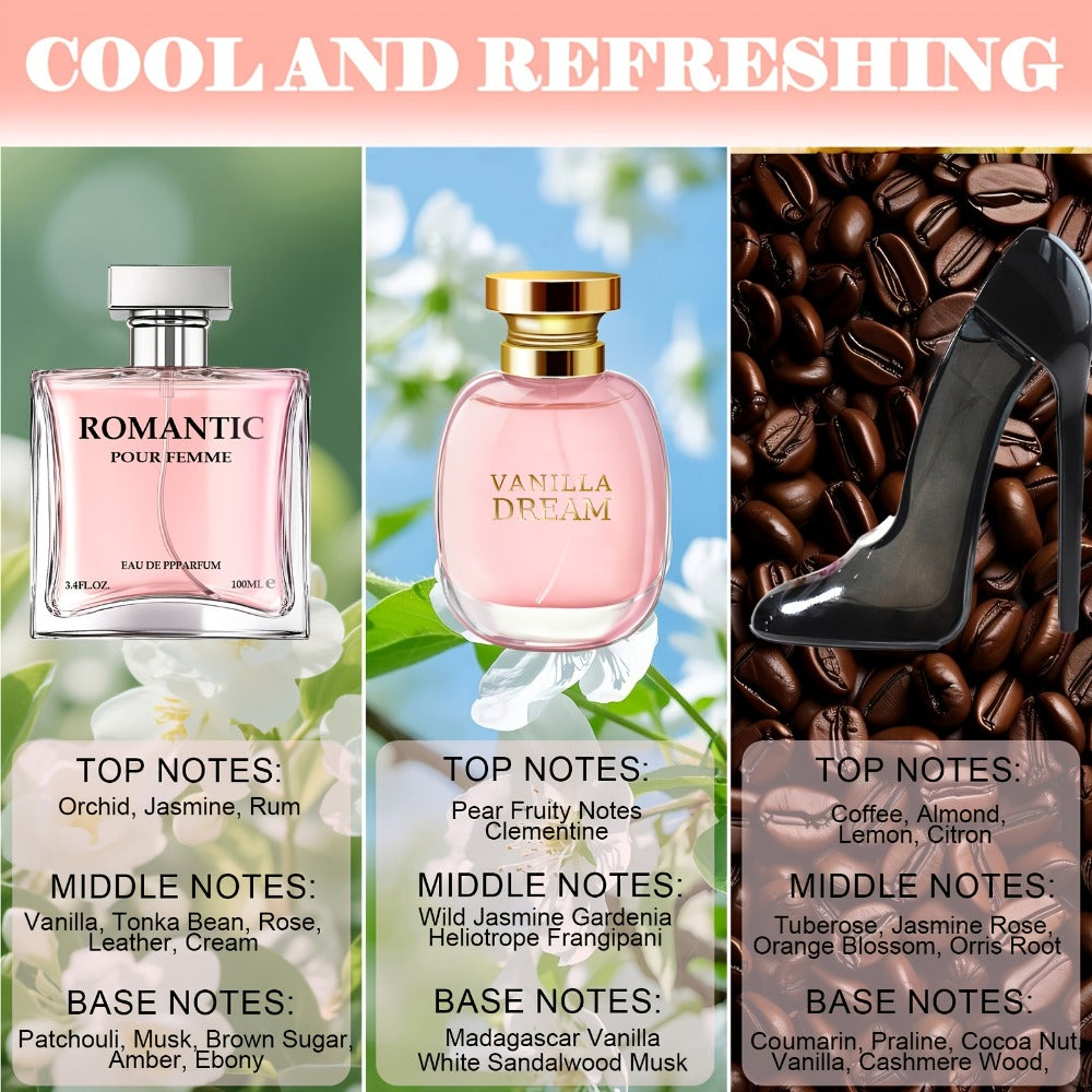 Women's Perfume Set 3-Pack Signature Fragrance Collection 10.1oz - Quince Lychee Musk, Pear Vanilla Sandalwood & Amber Berry Woods