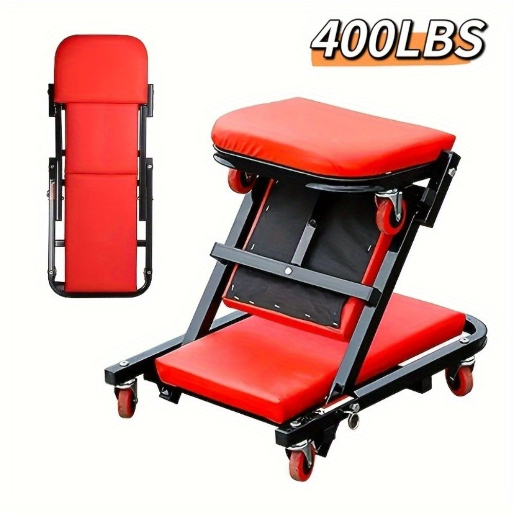 Mechanic Creeper Crawler Seat 36" Z-Type Folding with 6 Swivel Wheels & Adjustable Load Plate – Garage Repair Crawling Board