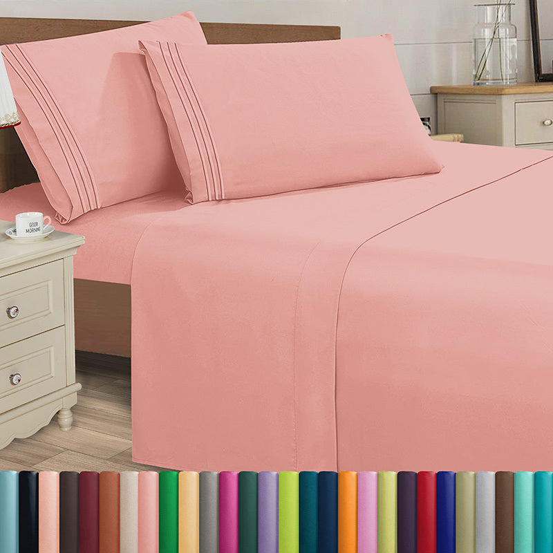 Microfiber Bed Sheet Set 4-Piece Deep Pocket Cooling Sheets Twin Full Queen King Cal King Split King