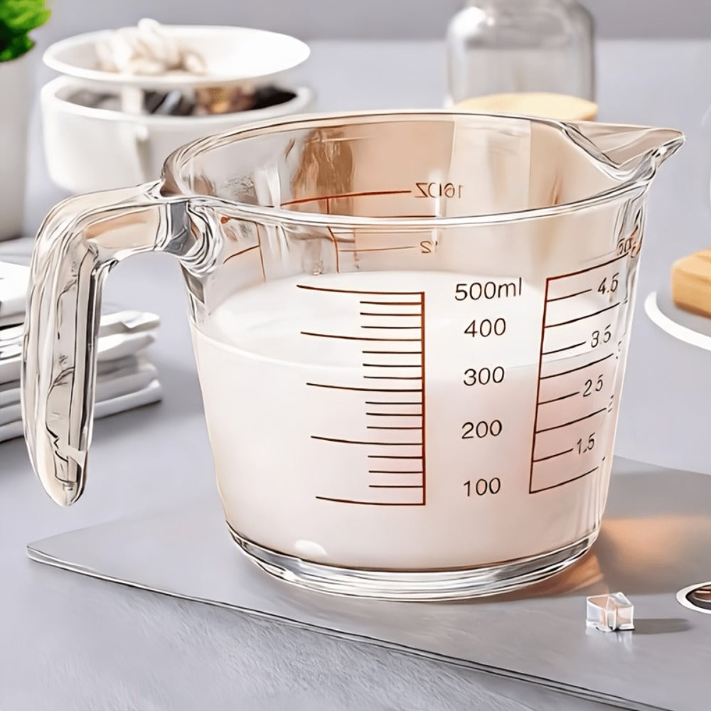 Glass Measuring Cup Heat Resistant Large with Handle 16.9 oz 33.8 oz Reusable Kitchen Baking for Home Cooking, Dining and Outdoor Meals