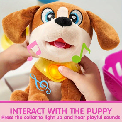 Interactive Plush Dog Toy for Toddlers with Carrier Set Music Lights Sounds with the Listed Color, Size or Set Options for Everyday Use