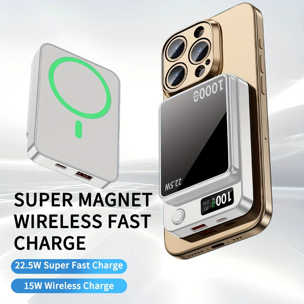Magnetic Wireless Power Bank 10000mAh MagSafe Compatible 22.5W USB-C Fast Charging with LED Display