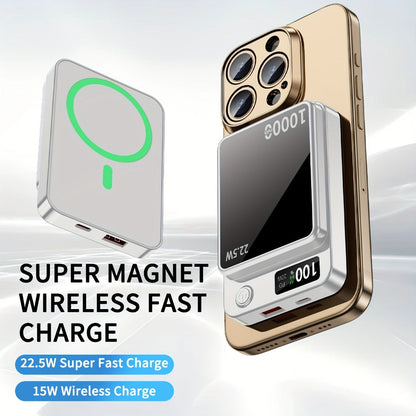 Magnetic Wireless Power Bank 10000mAh MagSafe Compatible 22.5W USB-C Fast Charging with LED Display