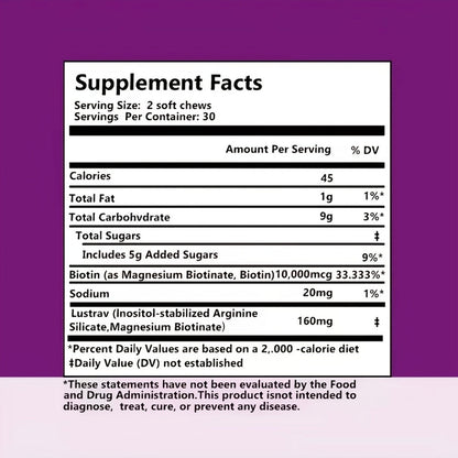 Lustriva Hair Growth Chews with Biotin & Mixed Berry, Clinically Studied Formula for Thicker, Stronger Hair
