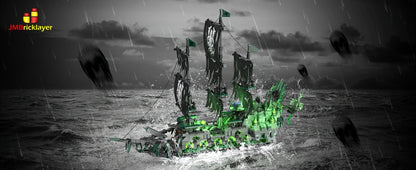 Flying Dutchman Pirate Ship Building Blocks Ghost Ship Model 40001 with LED Lights, Adult Teen Collector Construction Kit