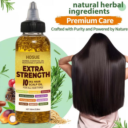 Hair Growth Oil 10-in-1 Botanical Herbal Blend Batana Rosemary Fenugreek Castor Red Onion Ginseng Turmeric Pumpkin Seed Nourishes